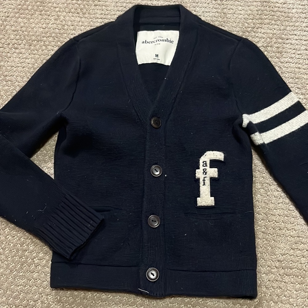 Abercrombie kids navy varsity cardigan